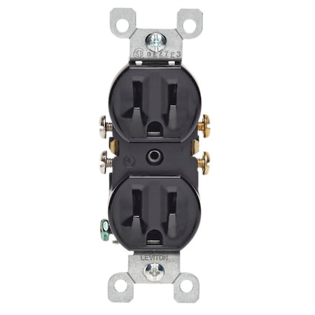 Leviton Duplex Straight Blade Receptacle, 5-15R, 15 A, 125V AC, 2 Pole, 3 Wire, Grounded 05320-ECP